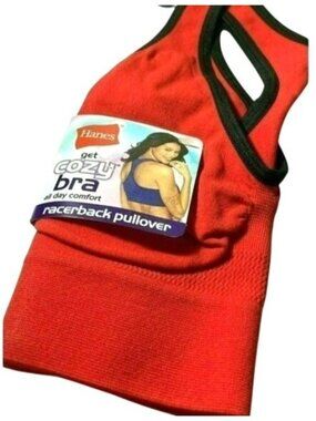 Hanes Women Cozy Bra Sport Bra XL RED Razerback Pullover Stretch Yoga Active NWT
